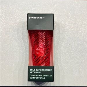 Starbucks Red Cold Cup Ornament Key Chain NIB